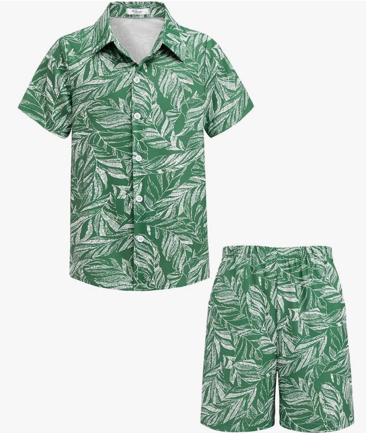 Arshiner Boys 2 Piece Outfits Hawaiian Shorts Sets Button Down Shirt and Shorts Summer Beach Clothes for 2-12 Years
