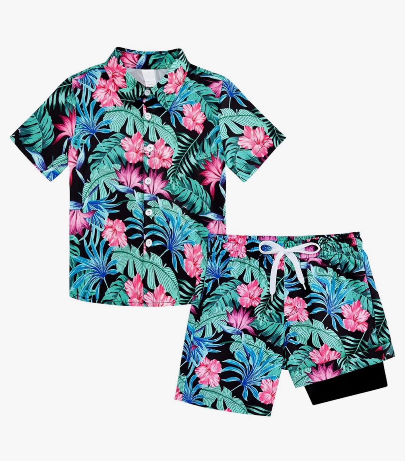 UNICOMIDEA Boys 4th of July Outfits Kids Patriotic Independence Day Tropical Short Sets for 5-12 Years