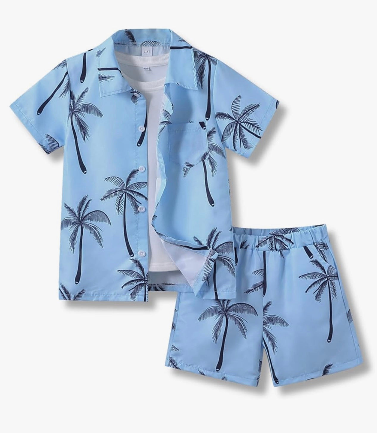 7-14 Years Boys Clothes 2 Piece Outfits Hawaiian Vacation Beach Short Sleeve Button Down Shirt and Shorts Sets