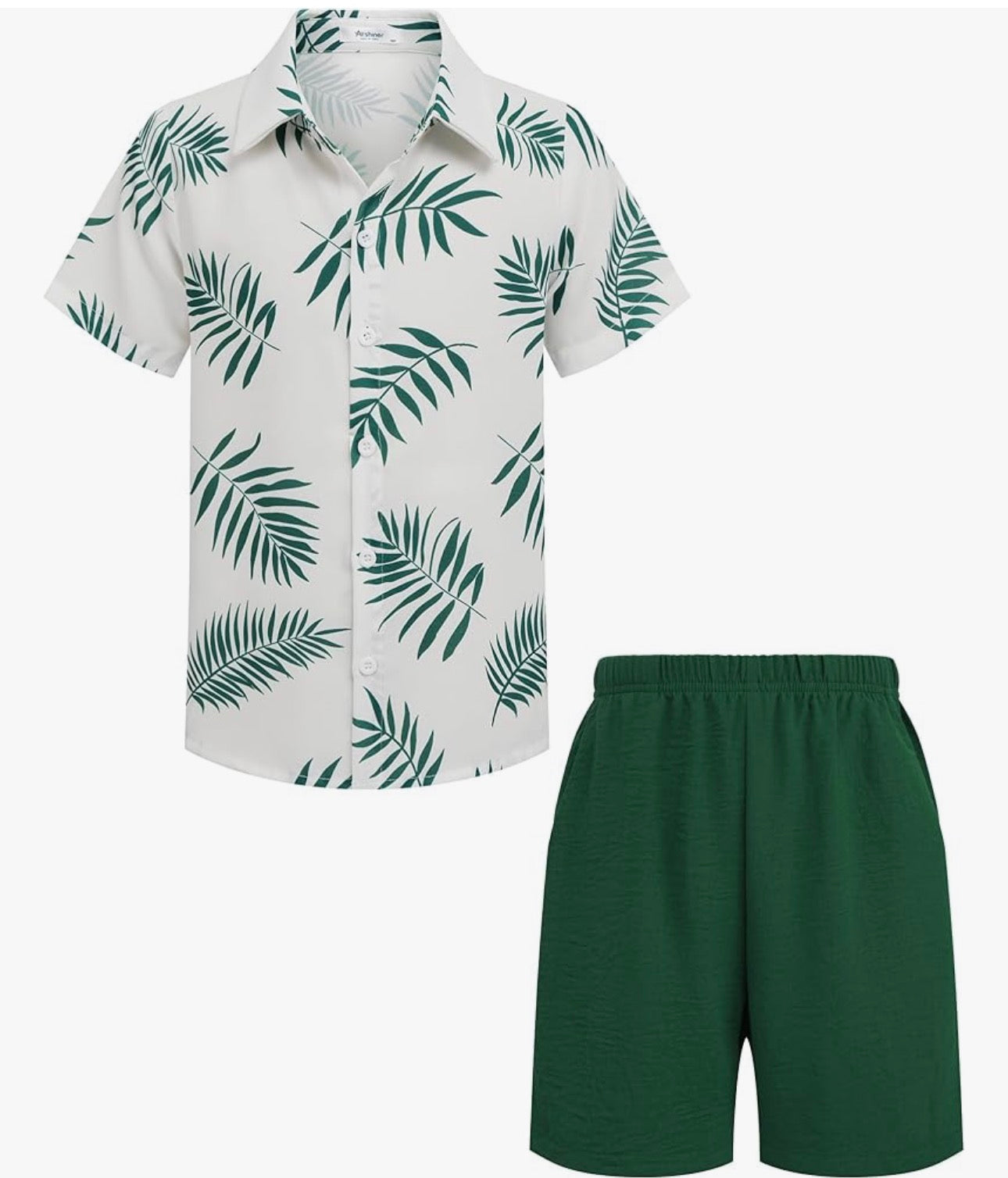 Boys 2 Piece Outfits Hawaiian Shorts Sets Button Down Shirt and Shorts Summer Beach Clothes for 2-12 Years