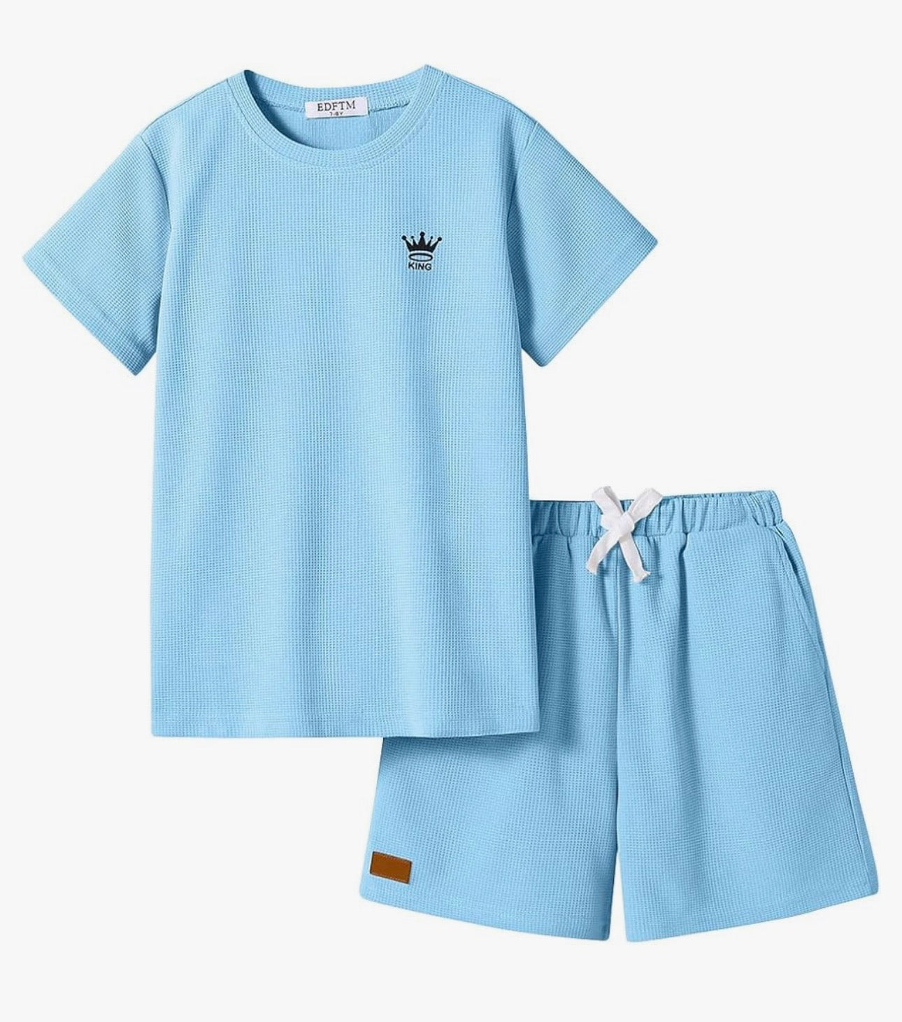 Boys Clothes Waffle 2 Pieces Outfits Casual Short Sleeve Shirts and Shorts Set Summer Jogging Tracksuit Lounge Sets